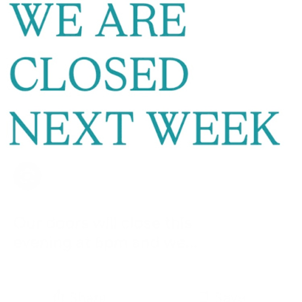Turquoise 'We Are Closed Next Week' Graphic Print